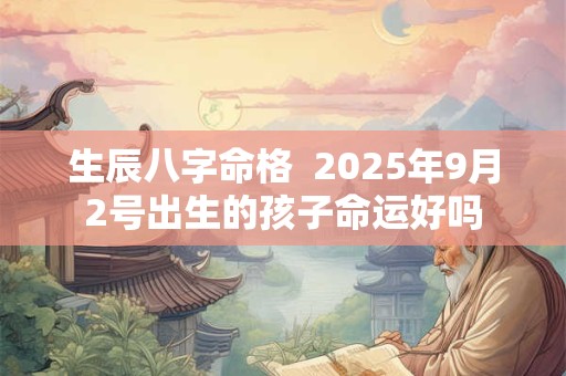 生辰八字命格 2026年9月2号出生的孩子命运好吗 生辰八字命格 2026年9月2号出生的孩子命运好吗