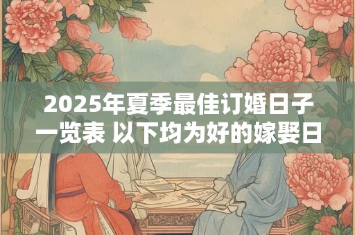 2025年夏季最佳订婚日子一览表 以下均为好的嫁娶日