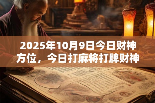 2025年10月9日今日财神方位，今日打麻将打牌财神方位