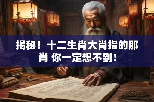 揭秘！十二生肖大肖指的那肖 你一定想不到！