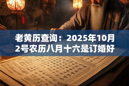 老黄历查询：2025年10月2号农历八月十六是订婚好日子吗