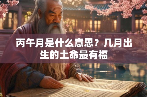 丙午月是什么意思？几月出生的土命最有福