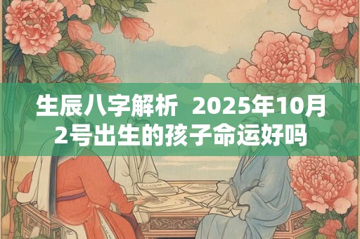 生辰八字解析  2025年10月2号出生的孩子命运好吗