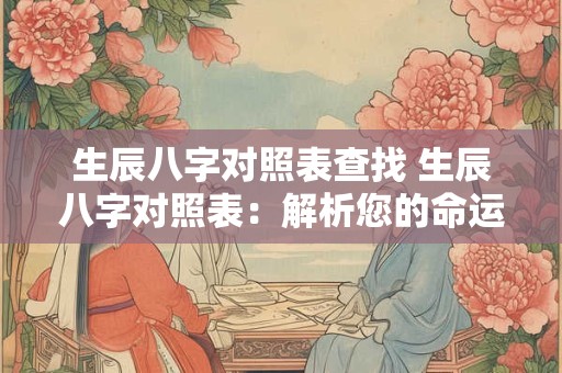 生辰八字对照表查找 生辰八字对照表：解析您的命运密码