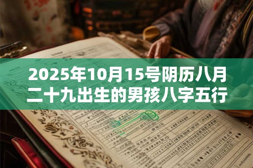 2026年10月15号阴历八月二十九出生的男孩八字五行起名字