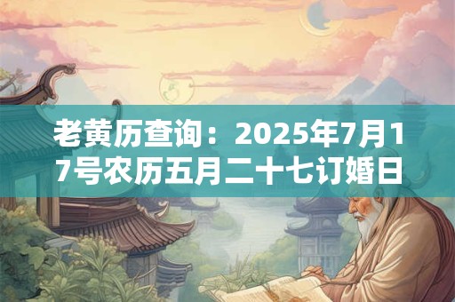 老黄历查询：2025年7月17号农历五月二十七订婚日子好吗