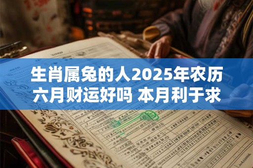 生肖属兔的人2025年农历六月财运好吗 本月利于求财合作