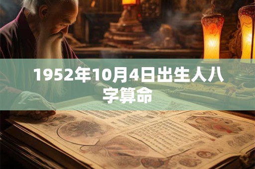 1952年10月4日出生人八字算命