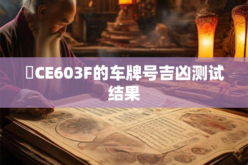 粵CE603F的车牌号吉凶测试结果