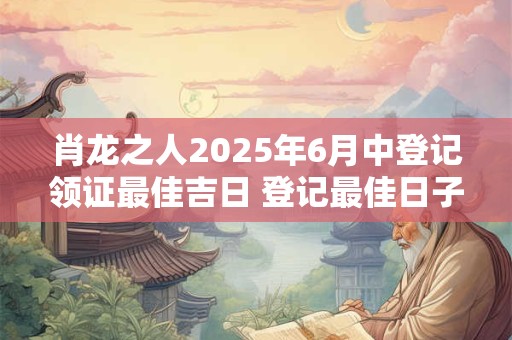 肖龙之人2025年6月中登记领证最佳吉日 登记最佳日子