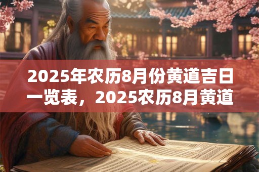 2025年农历8月份黄道吉日一览表，2025农历8月黄道吉日查询