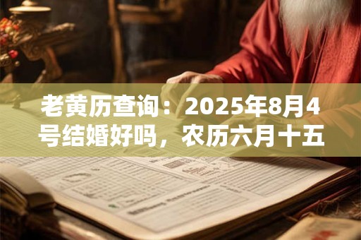 老黄历查询：2025年8月4号结婚好吗，农历六月十五宜嫁娶吗