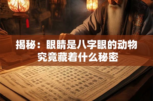揭秘：眼睛是八字眼的动物 究竟藏着什么秘密