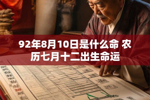 92年8月10日是什么命 农历七月十二出生命运