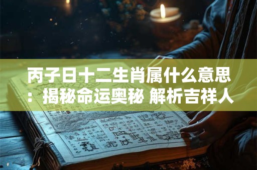 丙子日十二生肖属什么意思:揭秘命运奥秘 解析吉祥人生 丙子日十二生肖属什么意思:揭秘命运奥秘 解析吉祥人生