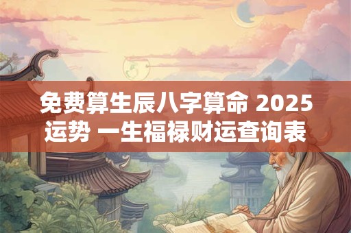 免费算生辰八字算命 2025运势 一生福禄财运查询表