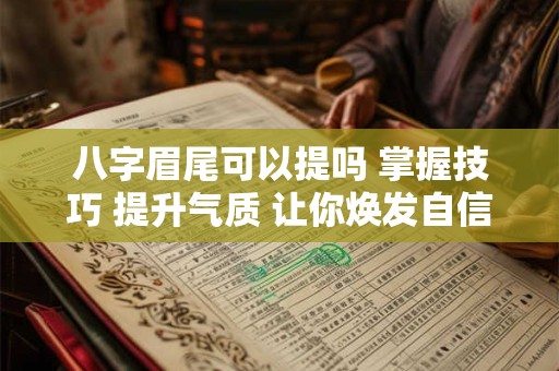 八字眉尾可以提吗 掌握技巧 提升气质 让你焕发自信魅力！