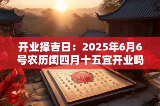 开业择吉日：2025年6月6号农历闰四月十五宜开业吗