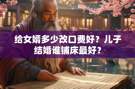 给女婿多少改口费好？儿子结婚谁铺床最好？