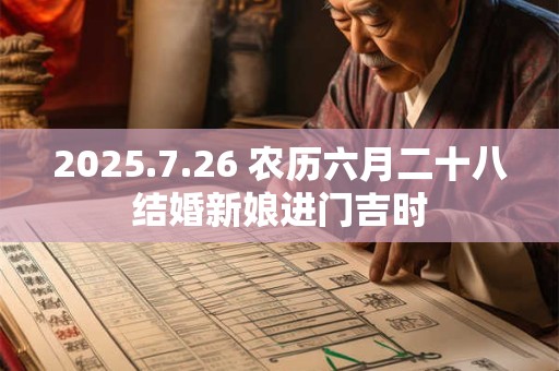 2025.7.26 农历六月二十八结婚新娘进门吉时