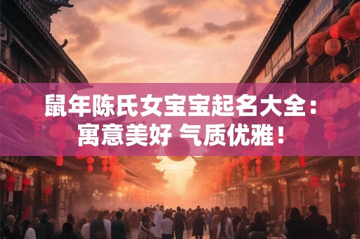 鼠年陈氏女宝宝起名大全：寓意美好 气质优雅！