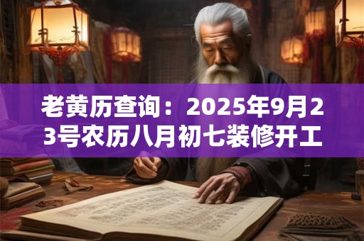 老黄历查询：2025年9月23号农历八月初七装修开工好吗