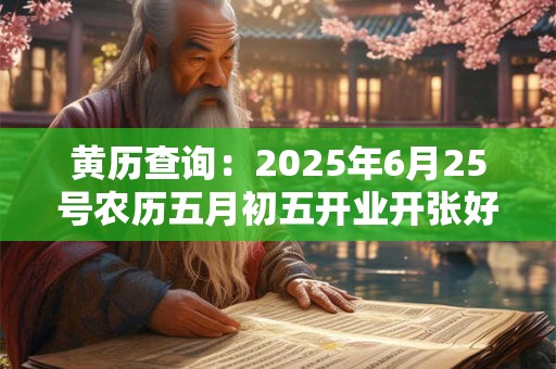 黄历查询：2025年6月25号农历五月初五开业开张好吗