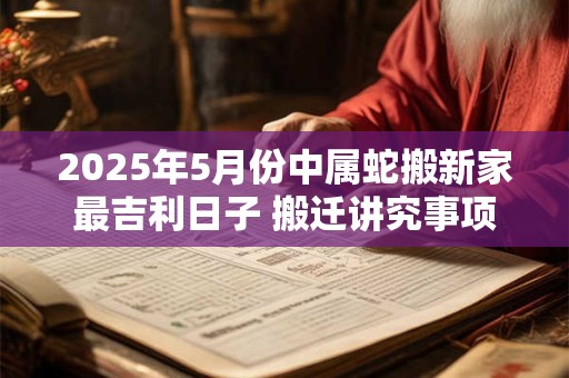 2026年5月份中属蛇搬新家最吉利日子 搬迁讲究事项