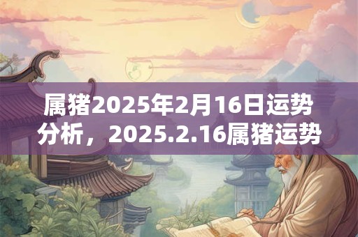 属猪2026年2月16日运势分析，2026.2.16属猪运势分析