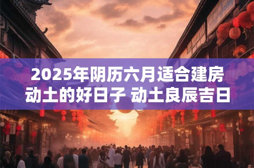 2025年阴历六月适合建房动土的好日子 动土良辰吉日 2025年阴历六月适合建房动土的好日子 动土良辰吉日