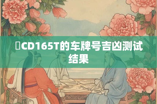 粵CD165T的车牌号吉凶测试结果