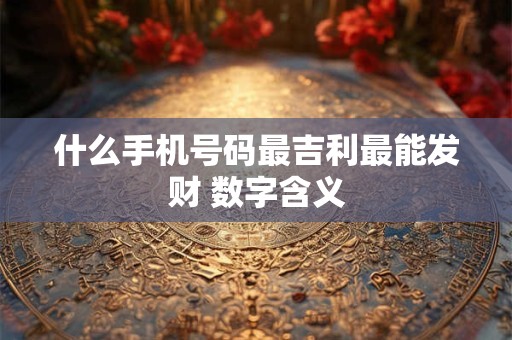 什么手机号码最吉利最能发财 数字含义