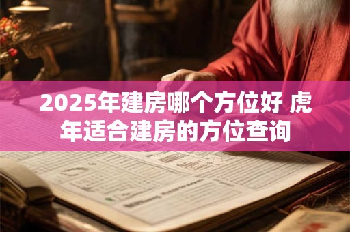2025年建房哪个方位好 虎年适合建房的方位查询