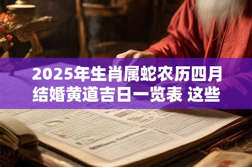 2025年生肖属蛇农历四月结婚黄道吉日一览表 这些天都是吉日