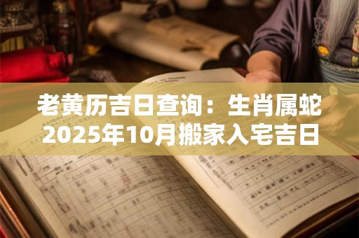 老黄历吉日查询：生肖属蛇2025年10月搬家入宅吉日吉时查询