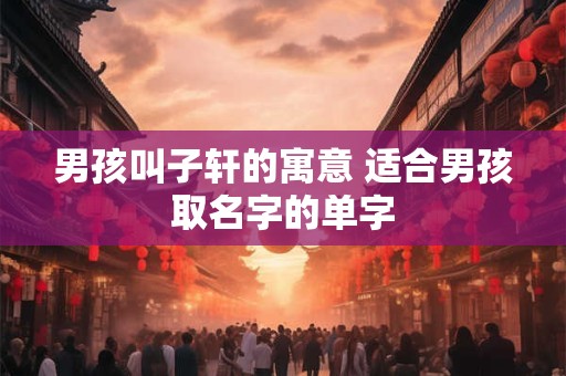 男孩叫子轩的寓意 适合男孩取名字的单字