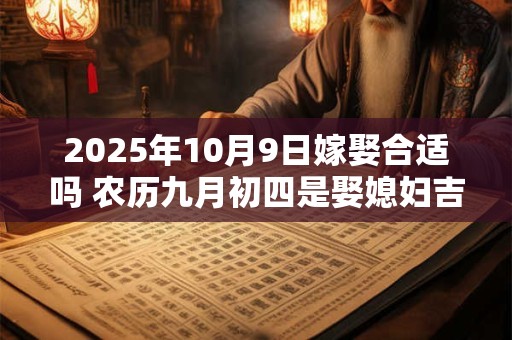 2025年10月9日嫁娶合适吗 农历九月初四是娶媳妇吉日吗