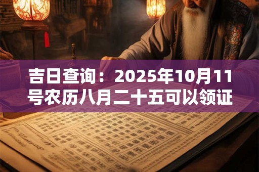 吉日查询：2025年10月11号农历八月二十五可以领证吗