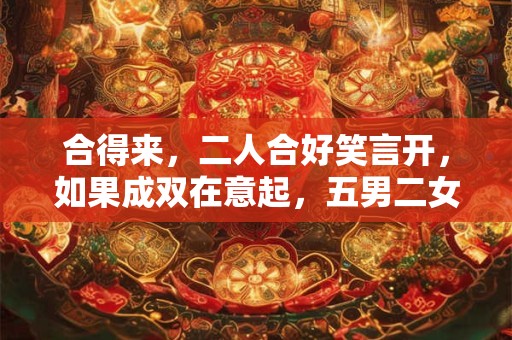 合得来，二人合好笑言开，如果成双在意起，五男二女有续延。