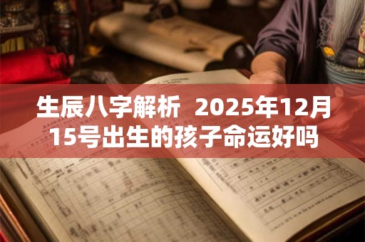 生辰八字解析  2025年12月15号出生的孩子命运好吗