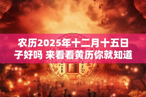 农历2025年十二月十五日子好吗 来看看黄历你就知道了