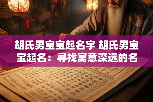胡氏男宝宝起名字 胡氏男宝宝起名：寻找寓意深远的名字