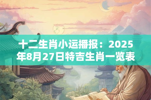 十二生肖小运播报：2025年8月27日特吉生肖一览表