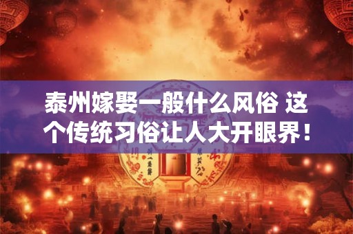 泰州嫁娶一般什么风俗 这个传统习俗让人大开眼界！