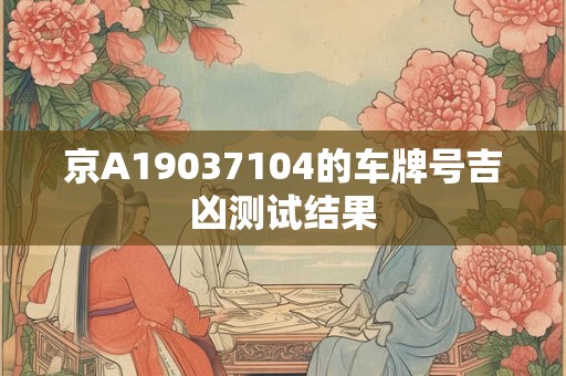 京A19037104的车牌号吉凶测试结果