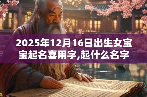 2025年12月16日出生女宝宝起名喜用字,起什么名字好