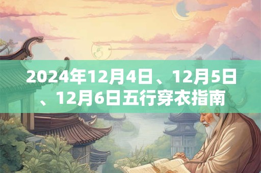 2024年12月4日、12月5日、12月6日五行穿衣指南