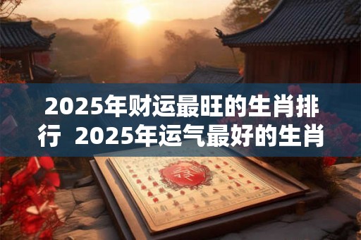 2025年财运最旺的生肖排行  2025年运气最好的生肖是谁