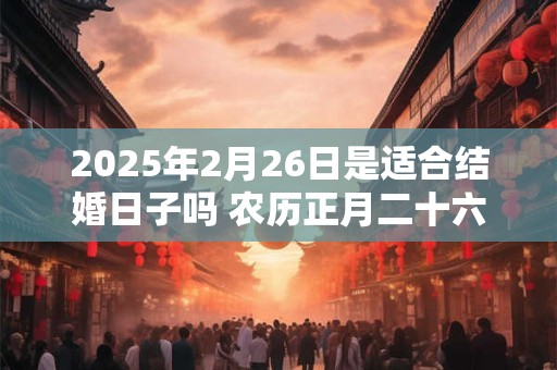 详细阅读:2025年2月26日是适合结婚日子吗 农历正月二十六嫁娶如何 2025年2月26日是适合结婚日子吗 农历正月二十六嫁娶如何