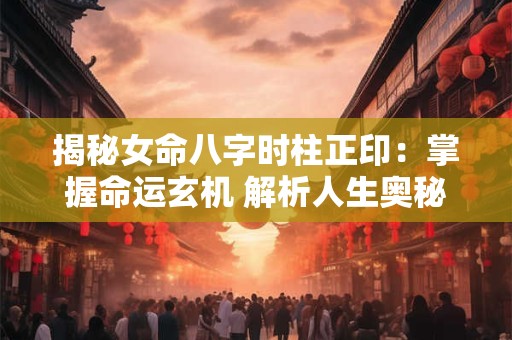 揭秘女命八字时柱正印：掌握命运玄机 解析人生奥秘！